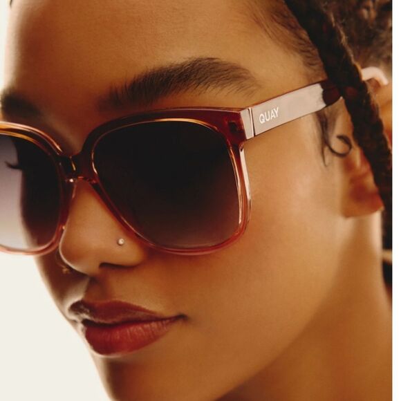 Quay Australia Wide Awake Remixed Oversized Sunglasses- Coffee Rose Frame/Brown - Picture 3 of 12